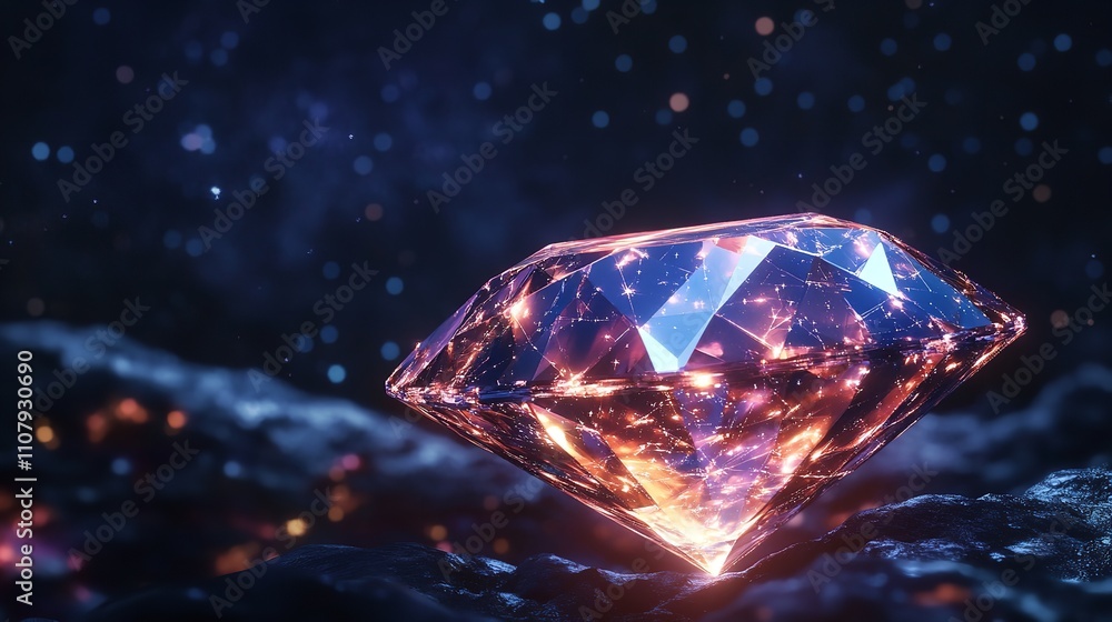 Obraz premium Abstract Image of a Diamond in the Form of a Starry Sky