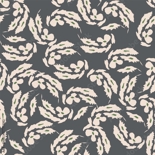 Trendy Floral pattern in the many kind of flowers. Tropical botanical Motifs scattered random. Seamless vector texture. Printing with in hand drawn style on dark background
