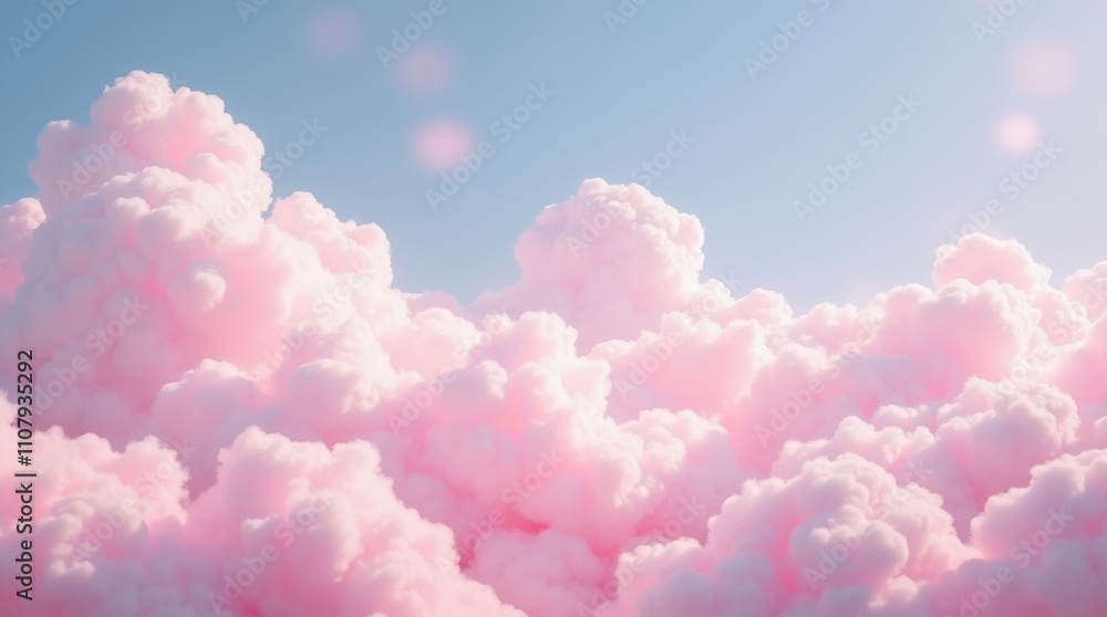 Fototapeta premium Cotton candy clouds in the sky - Sugary sweet pink Cotton candy dreams 