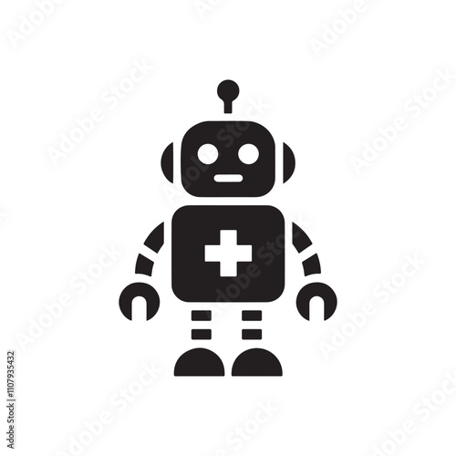 doctor robot ,medical robot silhouette vector,icon