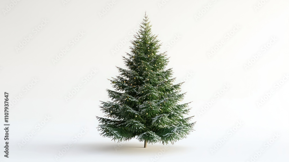 Fototapeta premium A simple yet elegant Christmas tree with soft lighting, isolated against a clean white backdrop