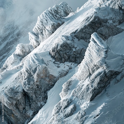Close Up of Rocky Mountain Peaks with Icy Cliffs and Snow Drifts Snow Covered Mountains and Peaks ,Winter seasson, Happy New Year, Happy christmass 