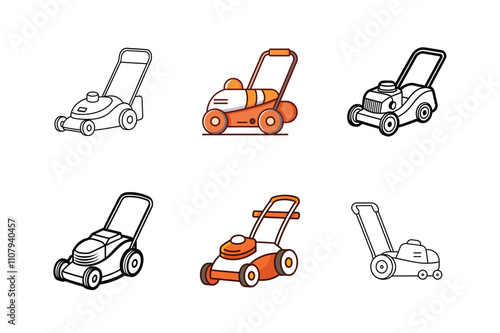 Lawn Aerator Tools Vector Set - Manual and Powered Gardening Equipment