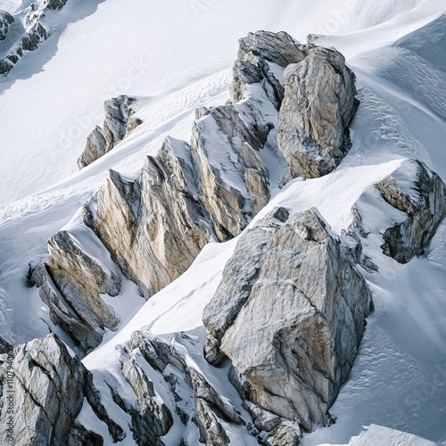 Close Up of Rocky Mountain Peaks with Icy Cliffs and Snow Drifts Snow Covered Mountains and Peaks ,Winter seasson, Happy New Year, Happy christmass 