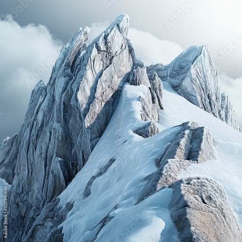 Close Up of Rocky Mountain Peaks with Icy Cliffs and Snow Drifts Snow Covered Mountains and Peaks ,Winter seasson, Happy New Year, Happy christmass 