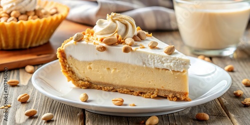 Wallpaper Mural A slice of creamy cheesecake topped with whipped cream and nuts, served on a white plate Torontodigital.ca