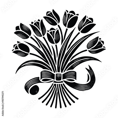 Tulip Bouquet Silhouette