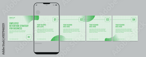 Business carousel post template for advertising, Set of carousel post for Instagram and LinkedIn, Editable social media carousel layout, template eps 10.