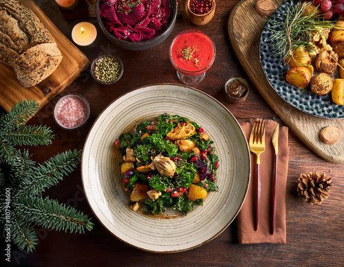 Healthy plant based Christmas autumn lunch photo