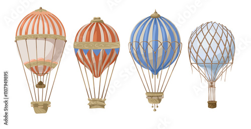 Different vintage ballons isolated. Vector