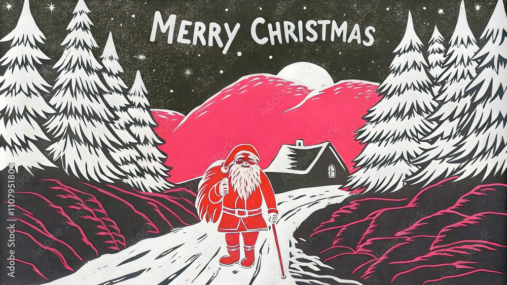 Merry Christmas background festive template, seasonal illustration