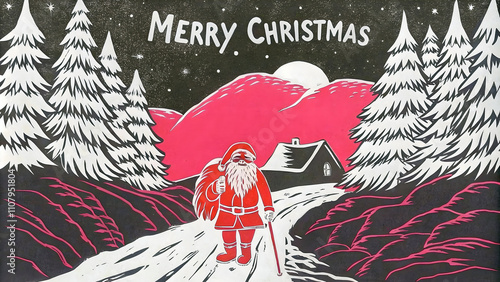Obraz na płótnie Merry Christmas background festive template, seasonal illustration w salonie
