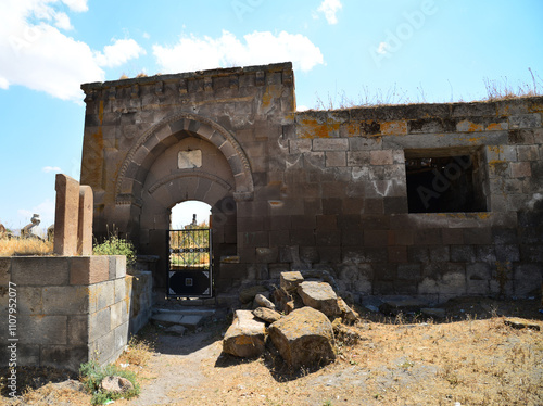 Mollakent Mosque and Madrasa, located in Bulanik, Mus, Turkey, was built in the 14th century. photo