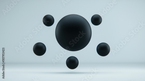 3d rendering of a black sphere in the center of a light blue background. the sphere is spherical and appears to be floating in the air.