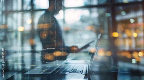 Wallpaper Mural Businessman utilizing laptop and smartphone for efficiency Torontodigital.ca