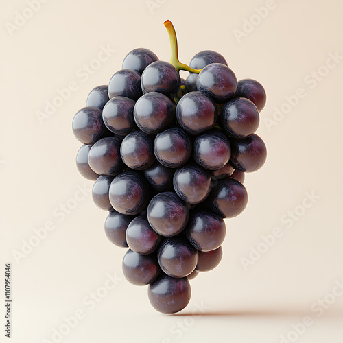 Close up of bunch of realistic black grapes, showcasing their shiny texture and rich color. Perfect for food related themes and healthy lifestyle concepts photo