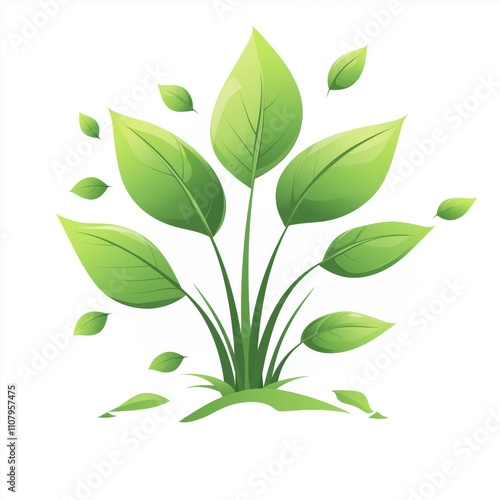 Fresh green leaves icon showcasing nature's beauty in a vibrant design