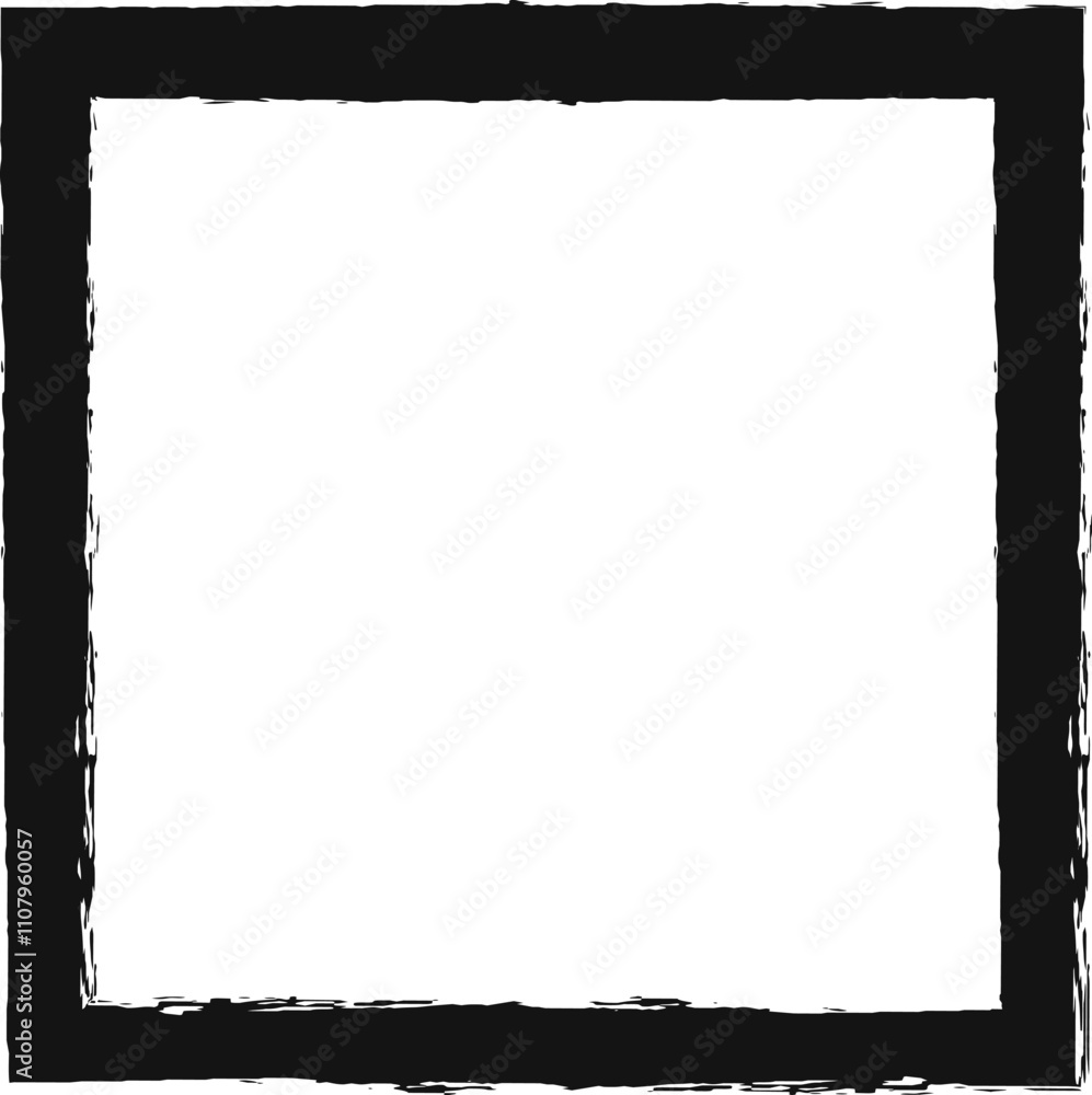 Fototapeta premium Black grunge frame creates a distressed border effect, adding a vintage or artistic touch to designs, illustrations, or photographs
