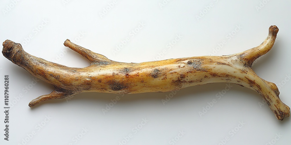 Obraz premium Unique natural root displayed on a light background showcasing its distinct shape and texture