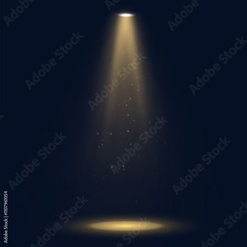 Yellow Light Spotlight. Vector Glowing Spotlight Light Effect. PNG