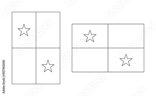 vertical and horizontal panama flag outline. vector illustration