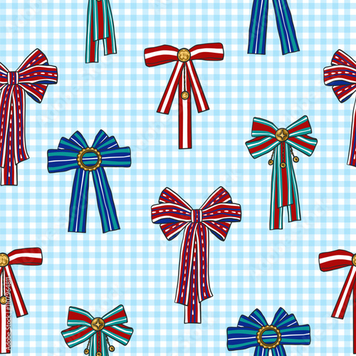 Seamless pattern with bows. Vector.
