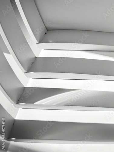 Modern Minimalism: White Geometric Lines with Soft Lighting, Ideal for Contemporary Design and Architecture Projects