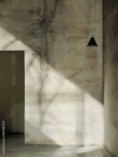 Minimalist Interior with Concrete Wall and Light Play: Ideal for Design Inspiration and Modern Aesthetic Elements