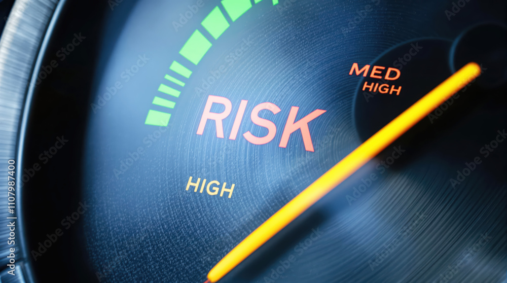 Naklejka premium Conceptual Image of Risk Management Using Speedometer Indicator