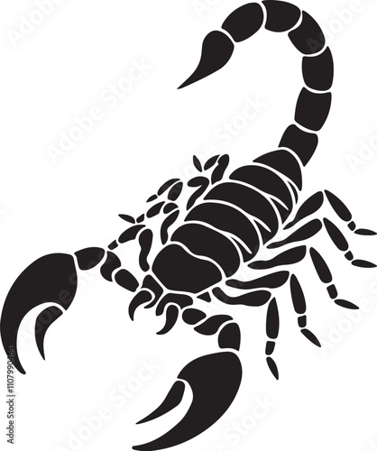 A minimalist silhouette vector of a scorpion, scorpion isolated on white background