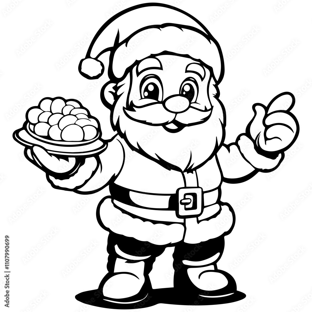 Fototapeta premium illustration of Christmas Santa with food in hand