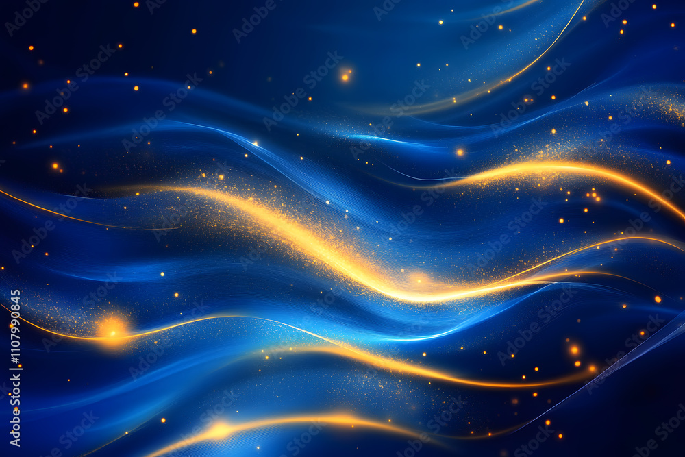 Obraz premium Abstract Colorful Waves in Orange, Blue, and Yellow - Fluid Gradient Design with Smooth Texture and Artistic Flow
