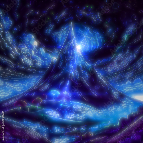 abstract background of a tall mountain with clouds