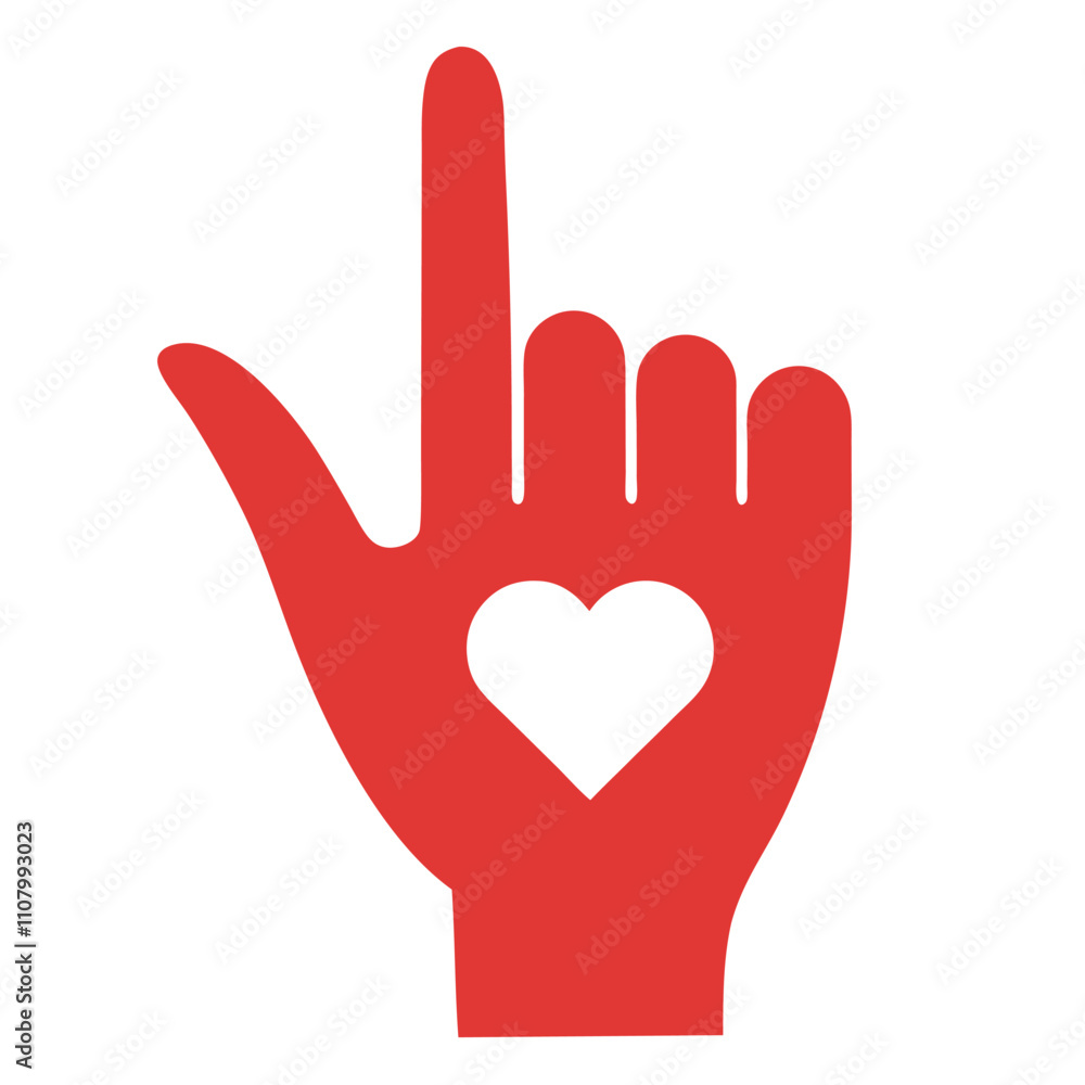 Fototapeta premium Hand with Heart Gesture Vector Illustration for Love & Peace