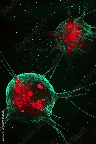 Conceptual images related to cancer cell formations. photo