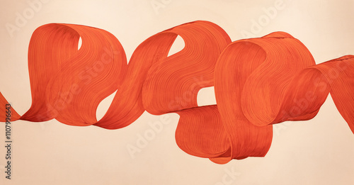 abstract pattern of red spiral line on yellow wall