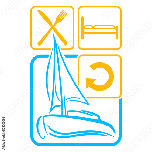 Eat Sleep Sail Repeat Daily Logo Symbols Sailing
