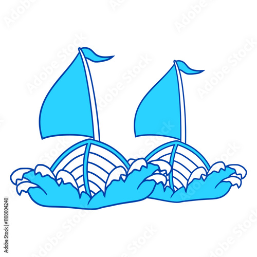 2 Sailing Ships Comic Cartoon Style Team Competition