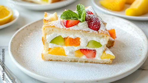 Fresh Fruit Sando with Strawberries, Fresh Cream and Japanese Milk Bread, Modern Cafe Photography