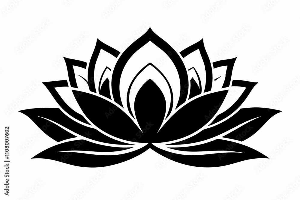Fototapeta premium lotus flower line art silhouette vector illustration