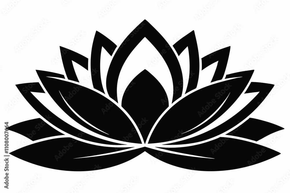 Fototapeta premium lotus flower line art silhouette vector illustration