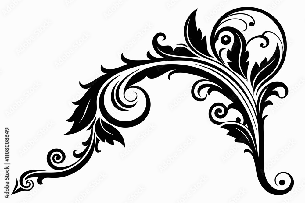 Fototapeta premium decorative corner element line art silhouette vector illustration