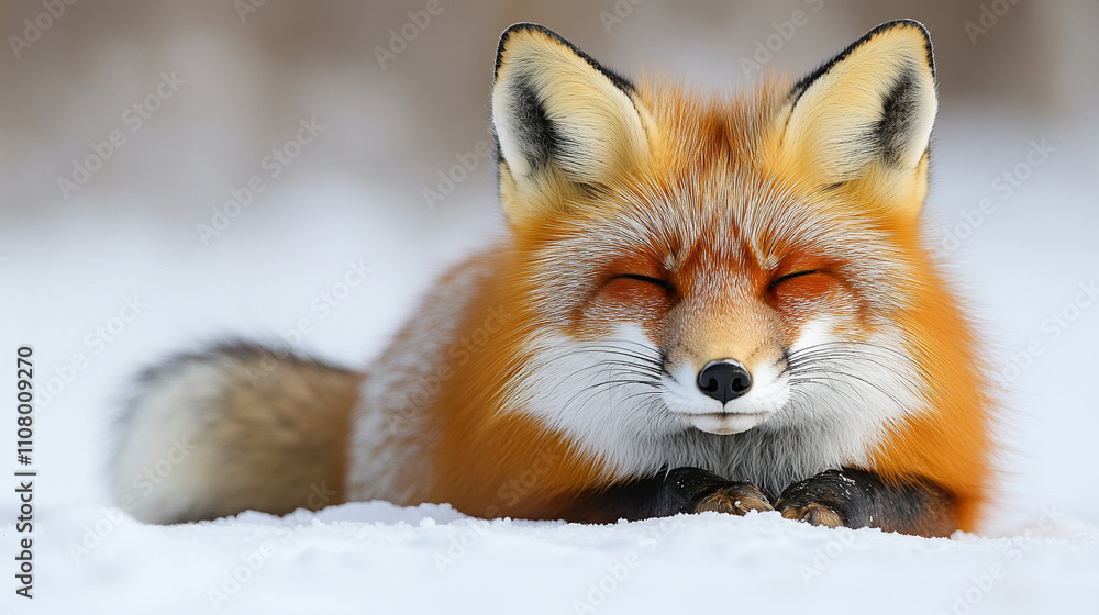 Obraz premium Sly red fox on a white background close-up