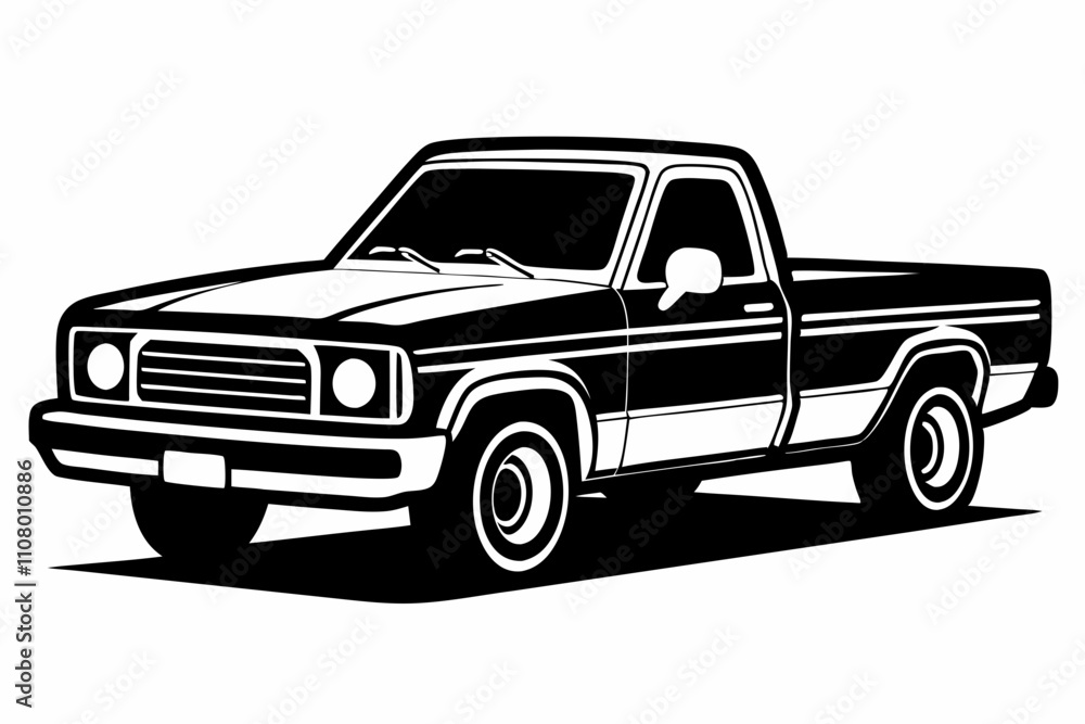 Obraz premium pickup truck line art silhouette vector illustration