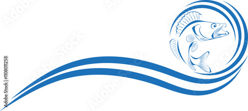 Zander und Kreise, Zander, Fisch, Logo, Angeln, Sport, Hintergrund