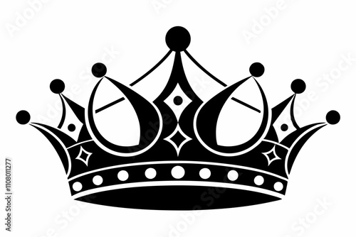 queen crown line art silhouette vector illustration