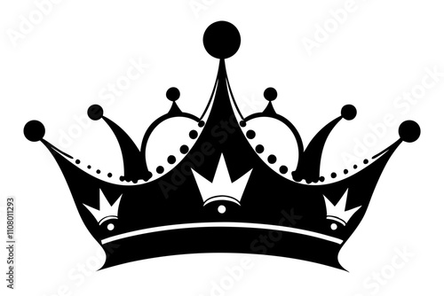 queen crown line art silhouette vector illustration