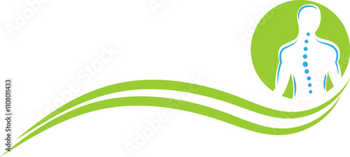 Person und Wirbelsäule, Orthopädie, Chiropraktiker, Logo, Hintergrund