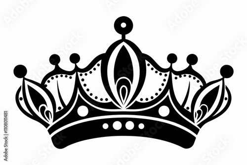 queen crown line art silhouette vector illustration