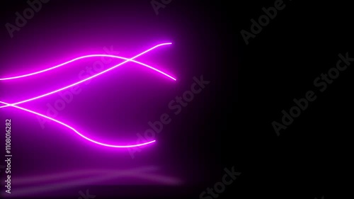 Abstract line wave 4K background Neon lines on a black background. Abstract line wave 4K background